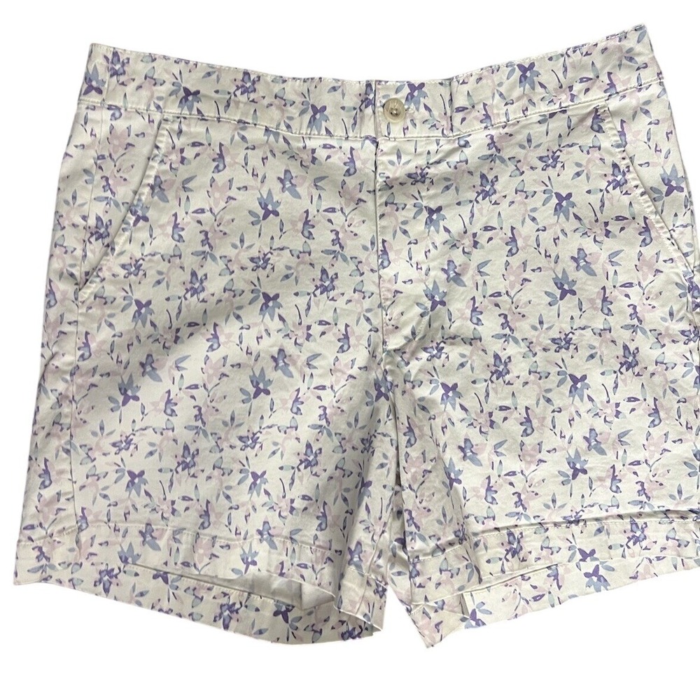 Jacks‎ Girlfriend Floral Print Shorts Womens XL White Purple Blue Casual Summer